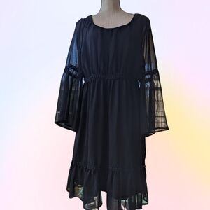 Beautiful gothic flared black mesh dress, fits Size XL